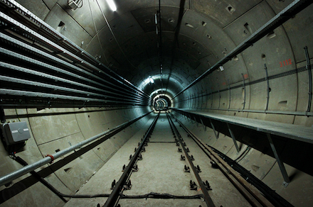 Az M4-es metró alagútja a Rákóczi tér és a Fővám tér között