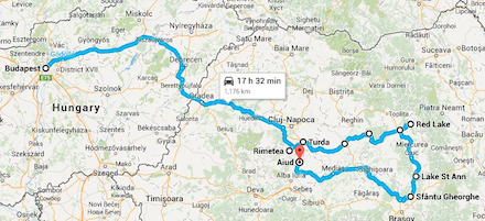 Az erdélyi utazás térképen