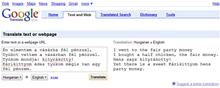 Google Translate magyarul
