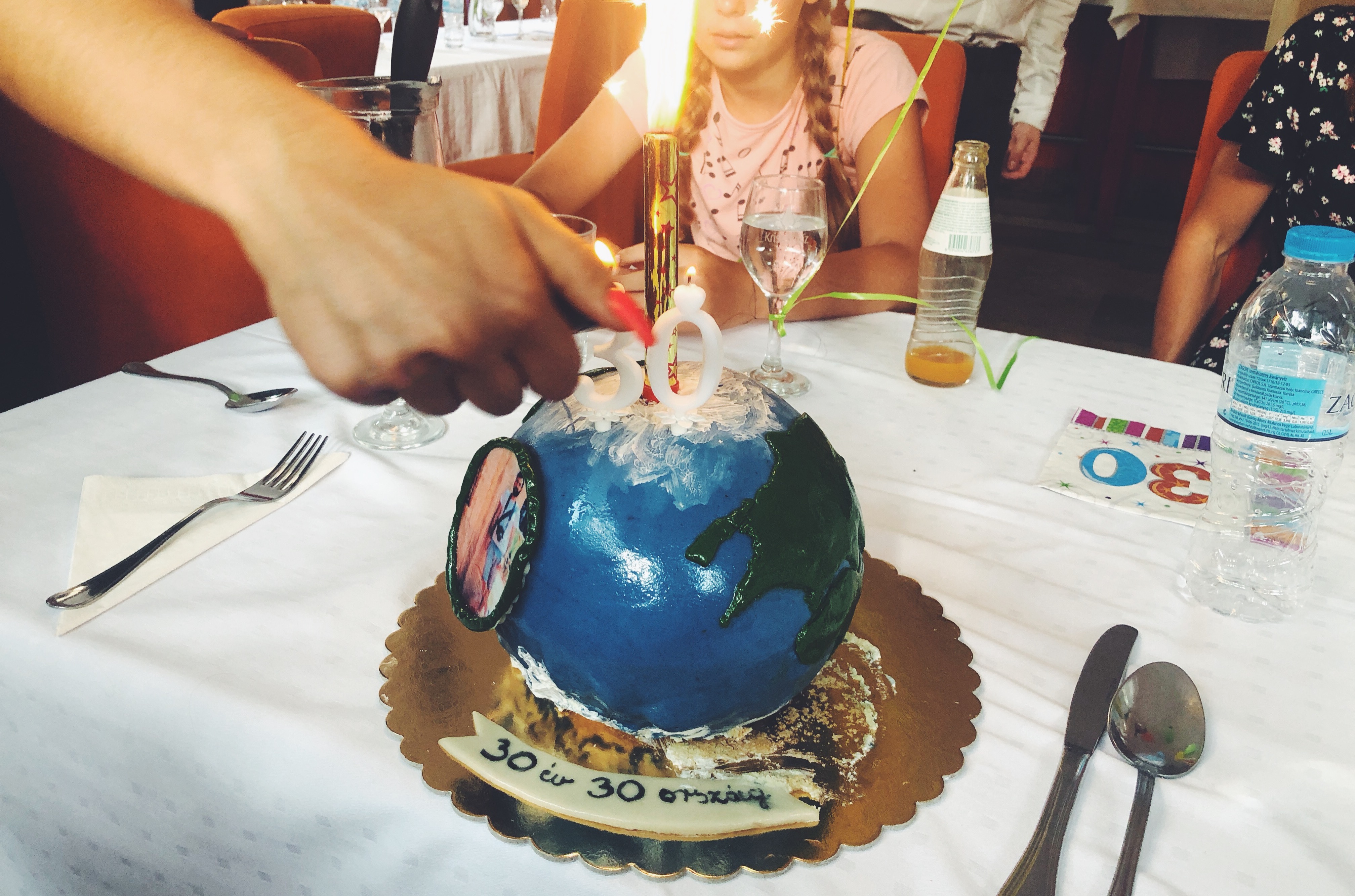 30 év, 30 ország - földgömb alakú világjáró utazós torta